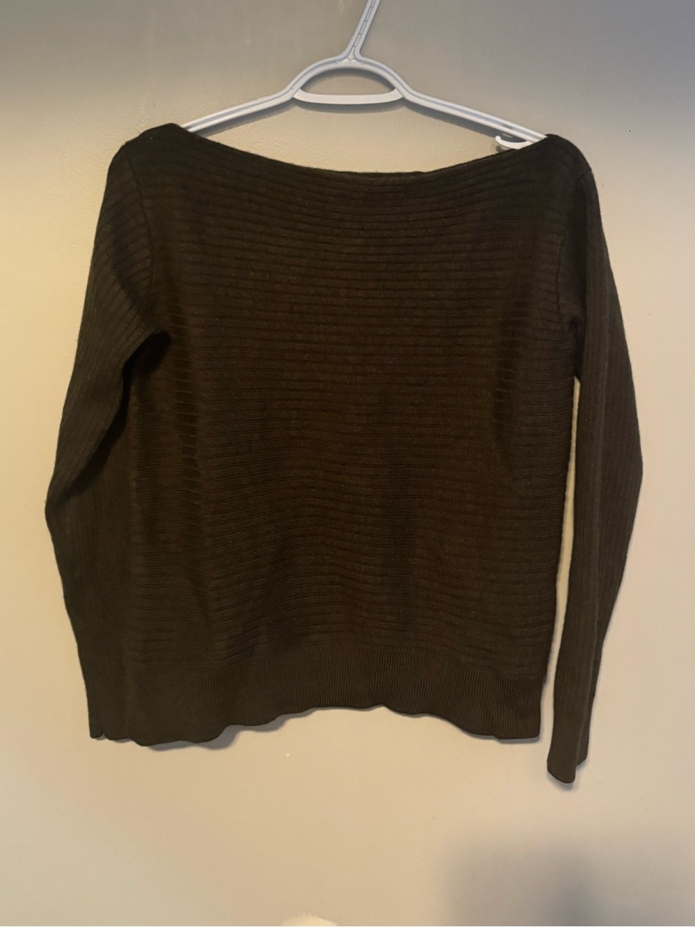 Aritzia Babaton Luc Sweater Boatneck Merino Wool Green Size Small Ribbed - Picture 2 of 7